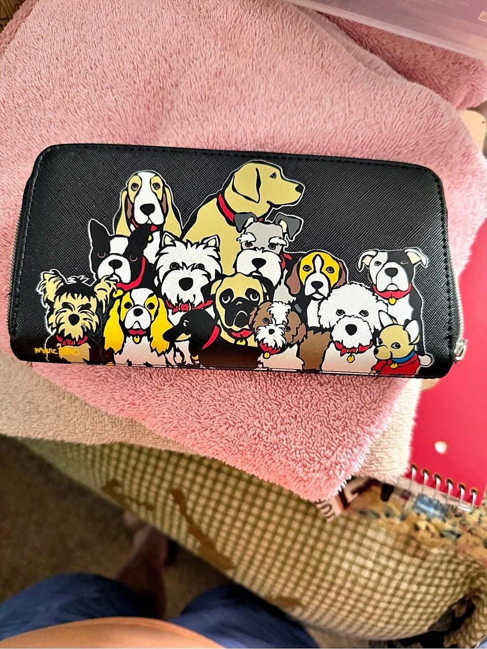 Vera Bradley Dog Print Zip Around Wallet Black